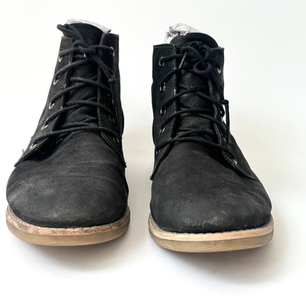 Diba Eli Black Suede Leather Combat Lace Up Women's Booties / Boots - sz 8 - Picture 12 of 16